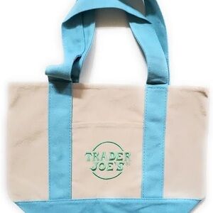 Trader Joe's Blue and Cream Tote Bag